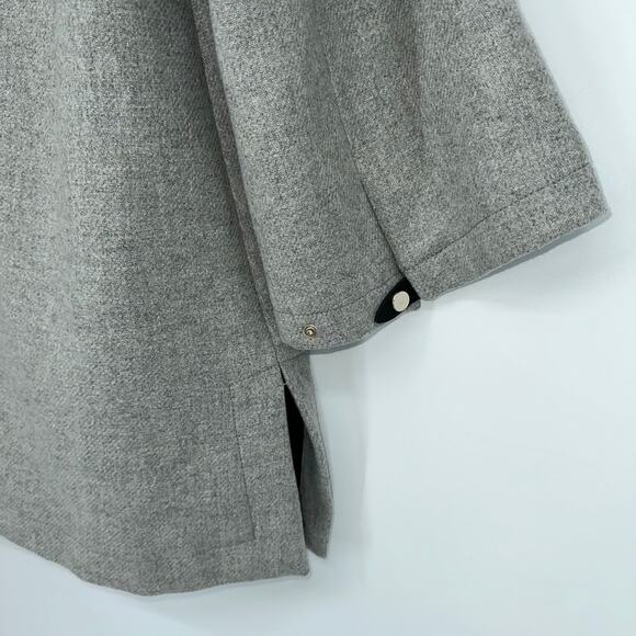 ZARA Wool Blend Cape Coat Buckle Poncho Jacket Funnel Neck Gray - Picture 9 of 13